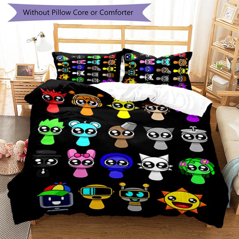 3pcs Sprunki9 pattern bedding set duvet cover set includes duvet cover &pillowcases, perfect all season bedroom decoration & gift