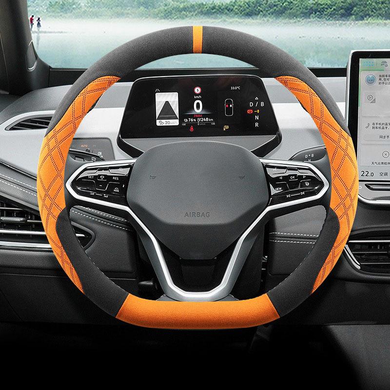 For Volkswagen ID.3 Magotan GTE Passat ID.4 6 x Tayron ID.7 CROZZ Car Steering Wheel Cover Anti Slip Breathable Auto Accessories