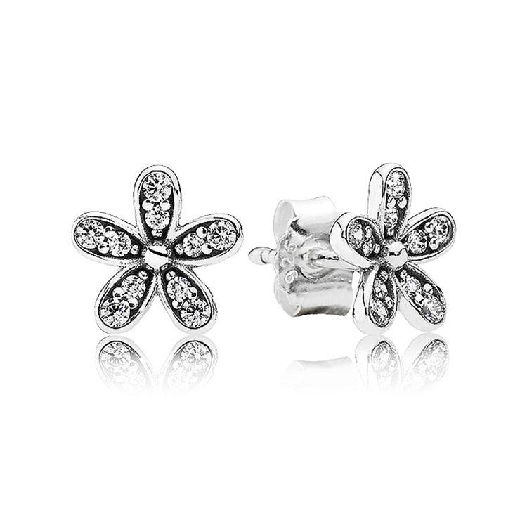 Pandora Shining Daisy 925 Silver Earrings Women earrings 290570CZ Box