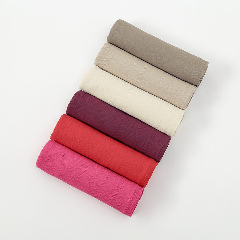 New Muslim Hijabs For Women Scarf Plain Long Shawls Femme Musulman Soft Crinkle Cotton Headscarf Wraps Islamic Turban Headband