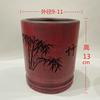 1pcs Bamboo Pen Holder Storage Box, Chinese Style Calligraphy Brush Relief, Study Decoration Pen Holder