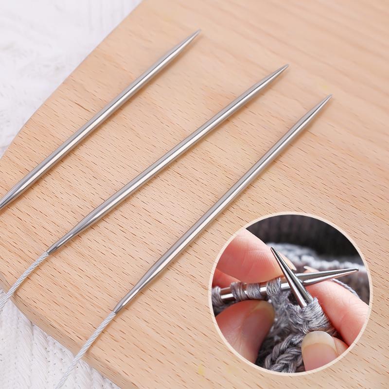 3Pcs Circular Knitting Needles Flexible Stainless Steel Sock Knitting Needles LM