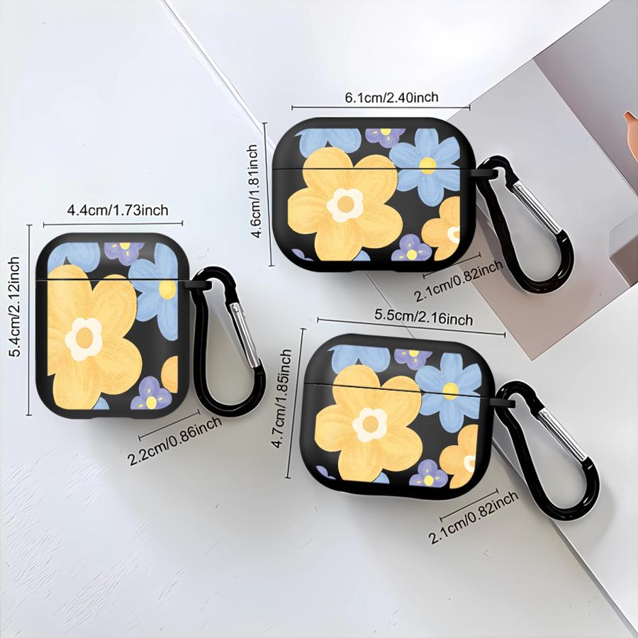 Blue Yellow Flowers Case For Airpods Pro 1 2 4 3 Pro2 Pro3 Earphone Cases Cover
