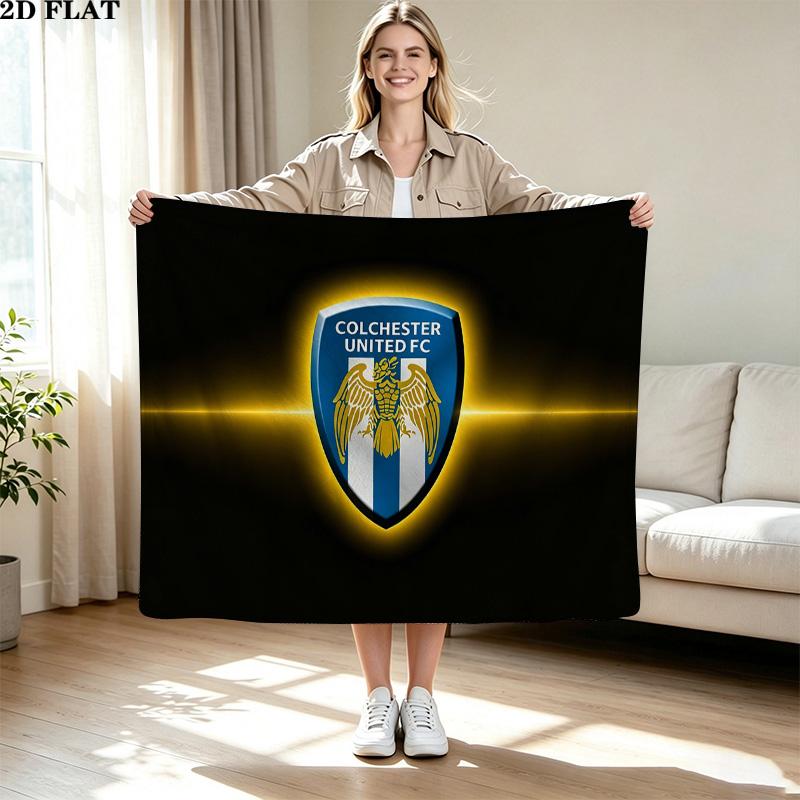 Colchester Utd FC Print Flannel Blanket High Quality Warm Comfortable Cover for All Seasons Perfect for Gifts Home Decor