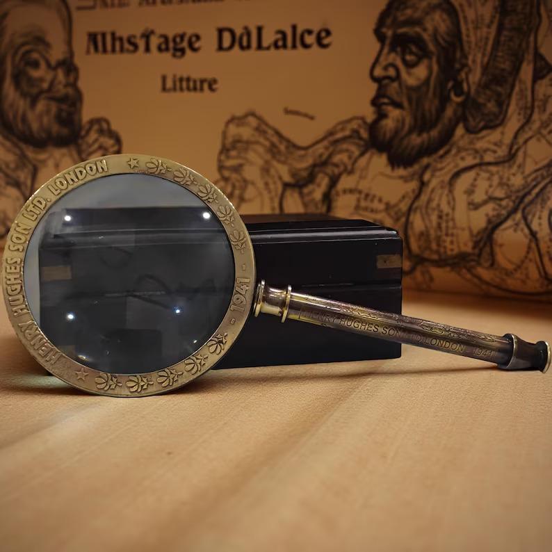1941 British Empire Magnifying Glass: Antique Brass Victorian Reader