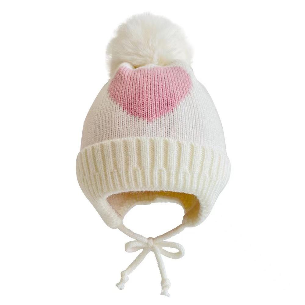 

Exclusive Knit Baby Kids Pom Pom Hat with Braids Fleece Lined Warm Winter Cap белый