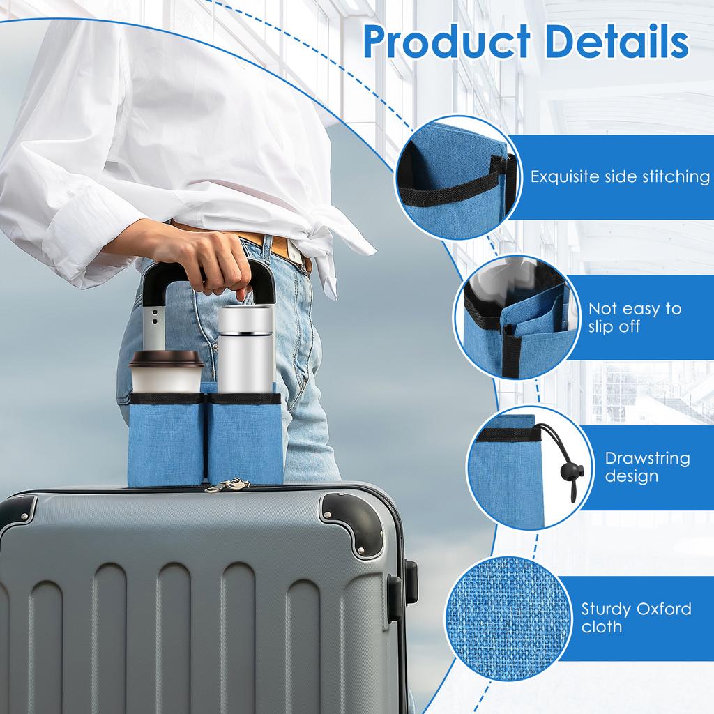 Travel Luggage Cup Holder Durable Suitcase Drink Bag with Drawstring Portable Milk Tea Coffee Mugs Holder for Flight Attendant