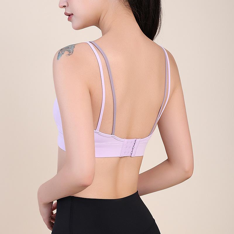 Color Block Women's Two-in-One Sports Bra with Slimming Back for Yoga, Dance, and Cycling