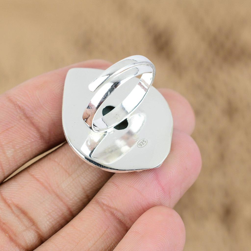 Mothers day Sale Sterling Silver Larimar Gemstone Promise Birthday Sister Ring