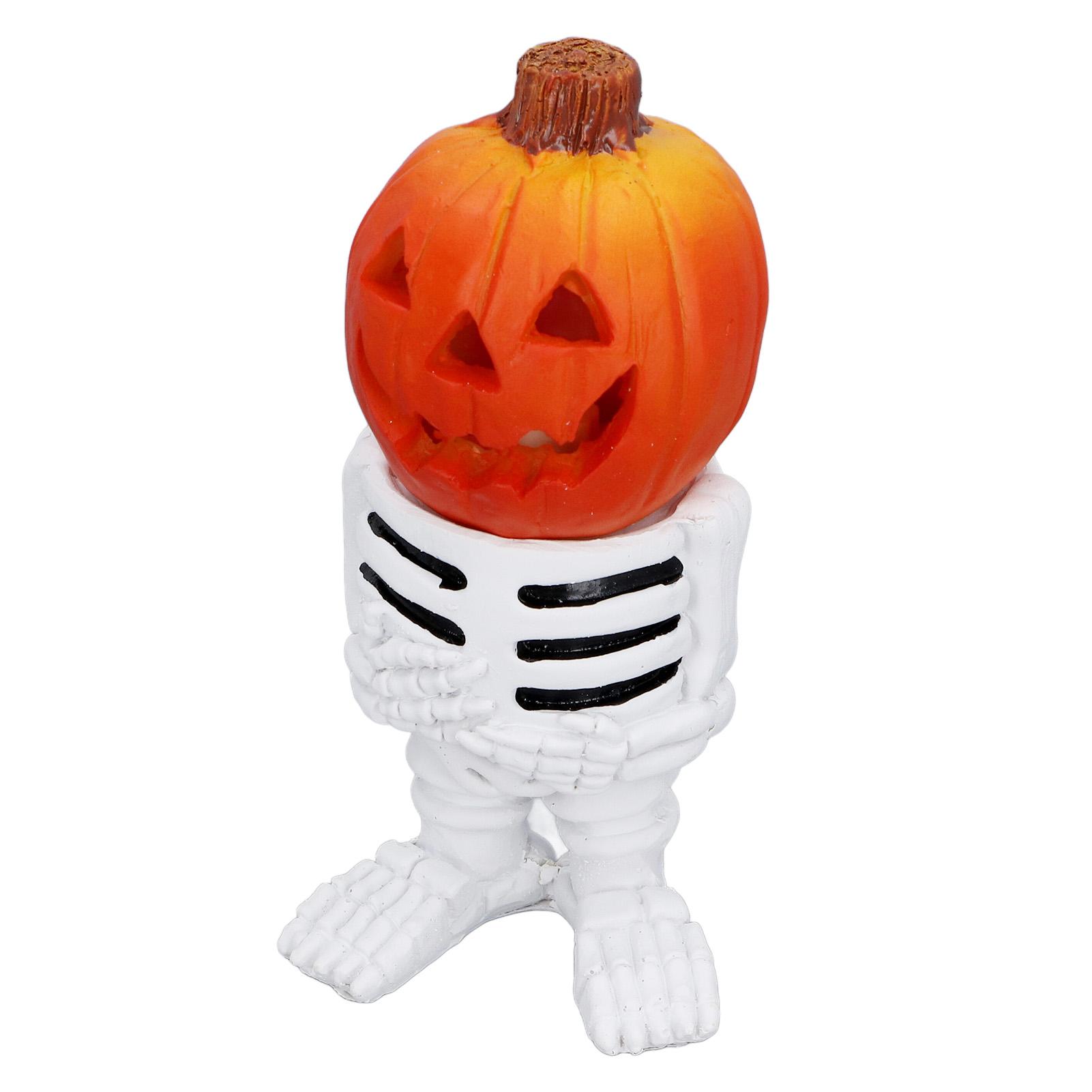 

Pumpkin Head Skeleton Figurines Mini LED Light Up Table Decorations Funny Separated Body Statues
