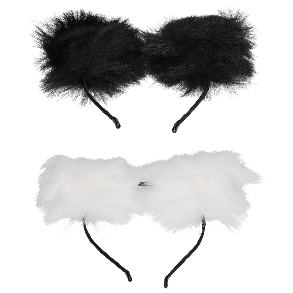 Künstliches Pelziges Katzenohren Stirnband Damen Kopfschmuck Haarband für Party Cosplay Alltag