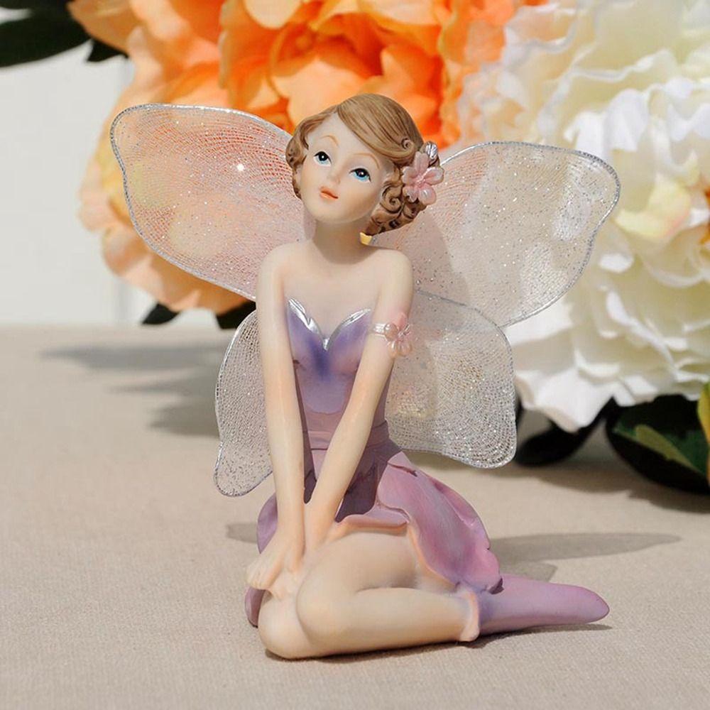 Purple Fairy Girl Miniature Winged Angel Flying Miniature Gift Flower Fairy Figurine  Desktop 5
