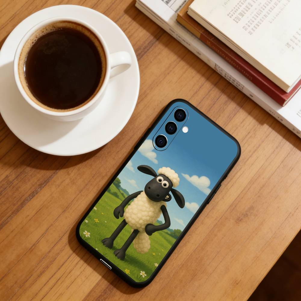 Shaun the Sheep Phone Case For Samsung Galaxy A73,A72,A71,A70,A53,A52,A51,Soft Silicone Black Cover