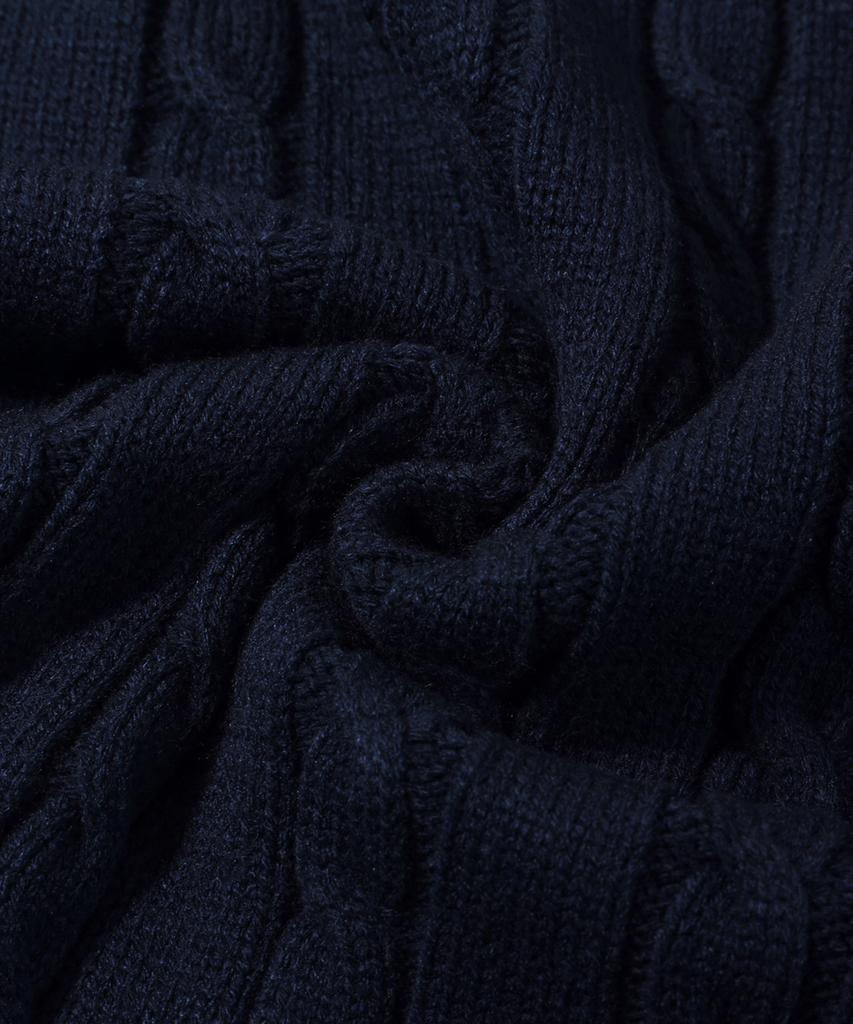 TRILLION Washable Half-Zip Collared Cable Knit (Current Navy)