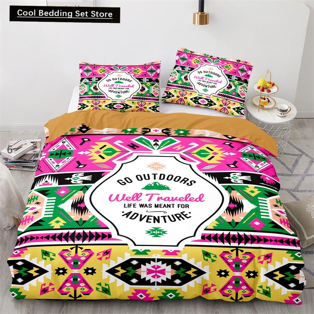 Boho Tribal King Queen Duvet Cover Bohemian Symbol Style Bedding Set Exotic Ethnic Customs Quilt Cover Polyester Comforter Cover