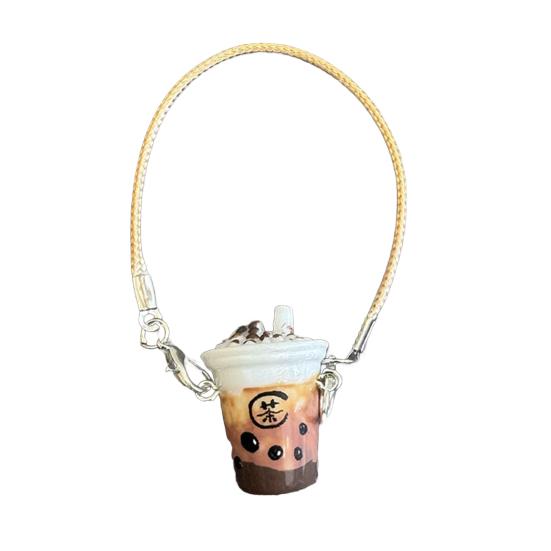 Miniature Bubble Tea Cup Hair Clip Accessory DIY Creamy Epoxy Doll Jewelry Attachment Decorative Component Pendant