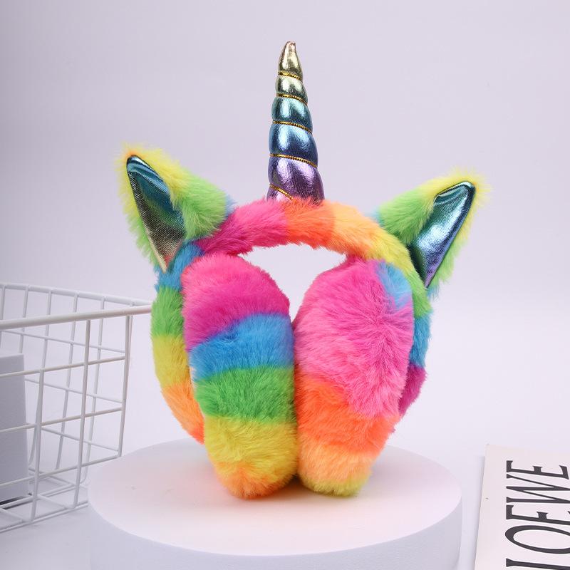Ear Unicorn Winter Muff Pink Star Kawaii Rainbow Warm Headphones Girl Gift Child