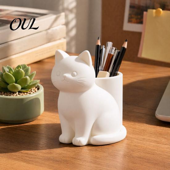 Luxe Bureaublad Decoratie Schattige Kat Pennenhouder, 3D Geprint Kitten Potloodbeker, Multifunctioneel Zacht Decoratie Accessoire Bureau-organizer voor