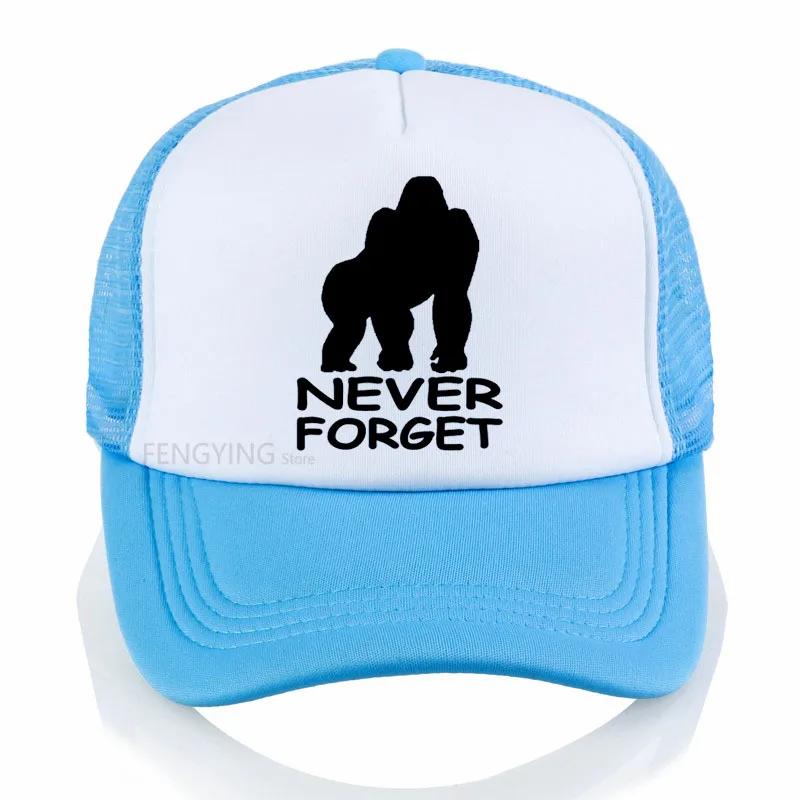 Never Forget Harambe Print Baseball Cap Summer Casual Mesh Trucker Cap Adjustable Sports Hat