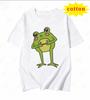 American Cartoon Tattered Frog Print Tshirt With Quirky Emotional Style Casual Short Sleeved Summer Top