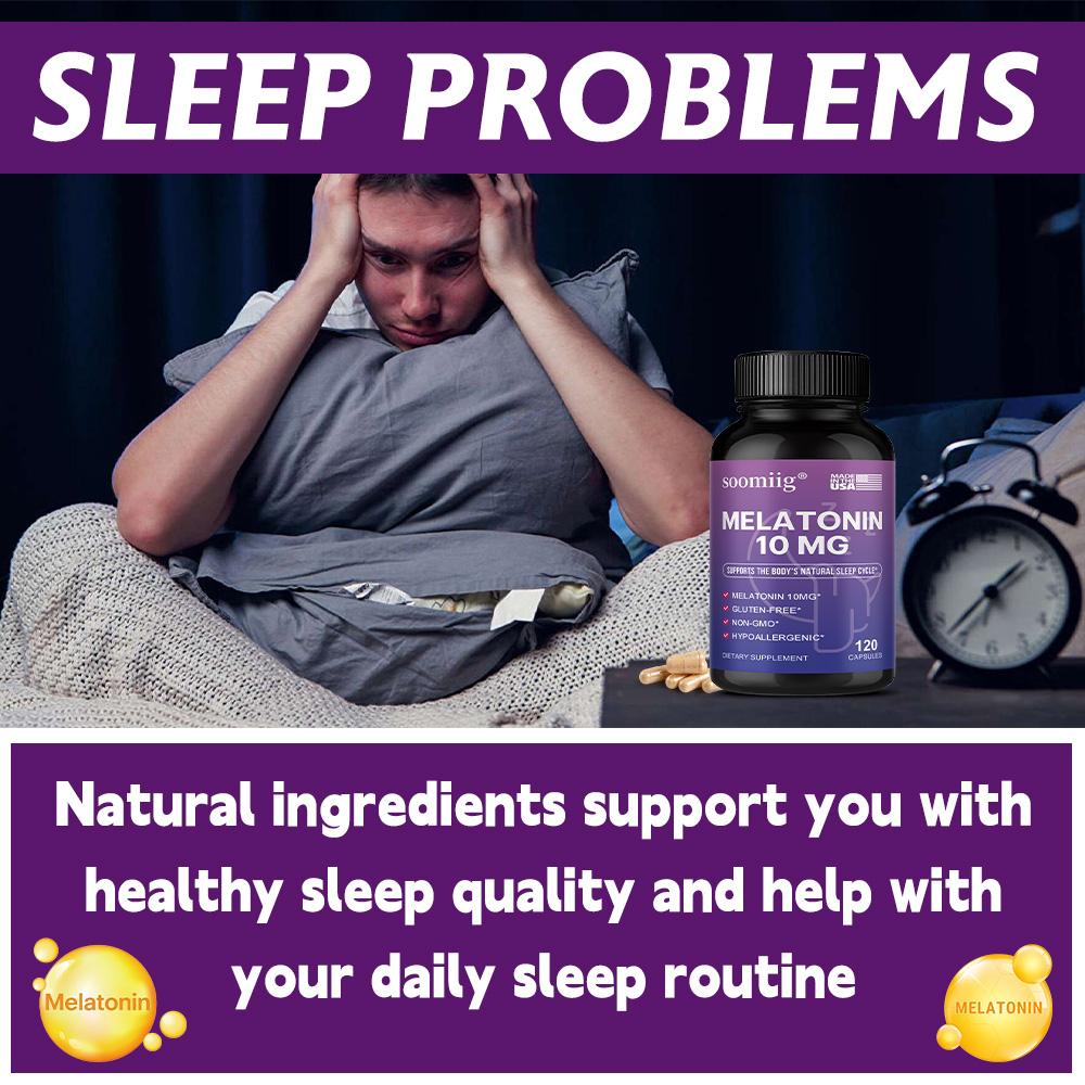 Pure Melatonin 10mg Strength Capsules for Natural Body Sleep Cycle Support, 120 Dietary Supplement Capsules