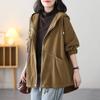 Diman Mujer Longitud Cortavientos Otoño Mujer Talla Grande Irregular Primavera Coreana Holgado Con Capucha Moda Amarillo Negro Punto Abierto Talla Grande