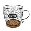 Coffee Cup Basket with Wooden Base Countertop Pod Holder Decorative for