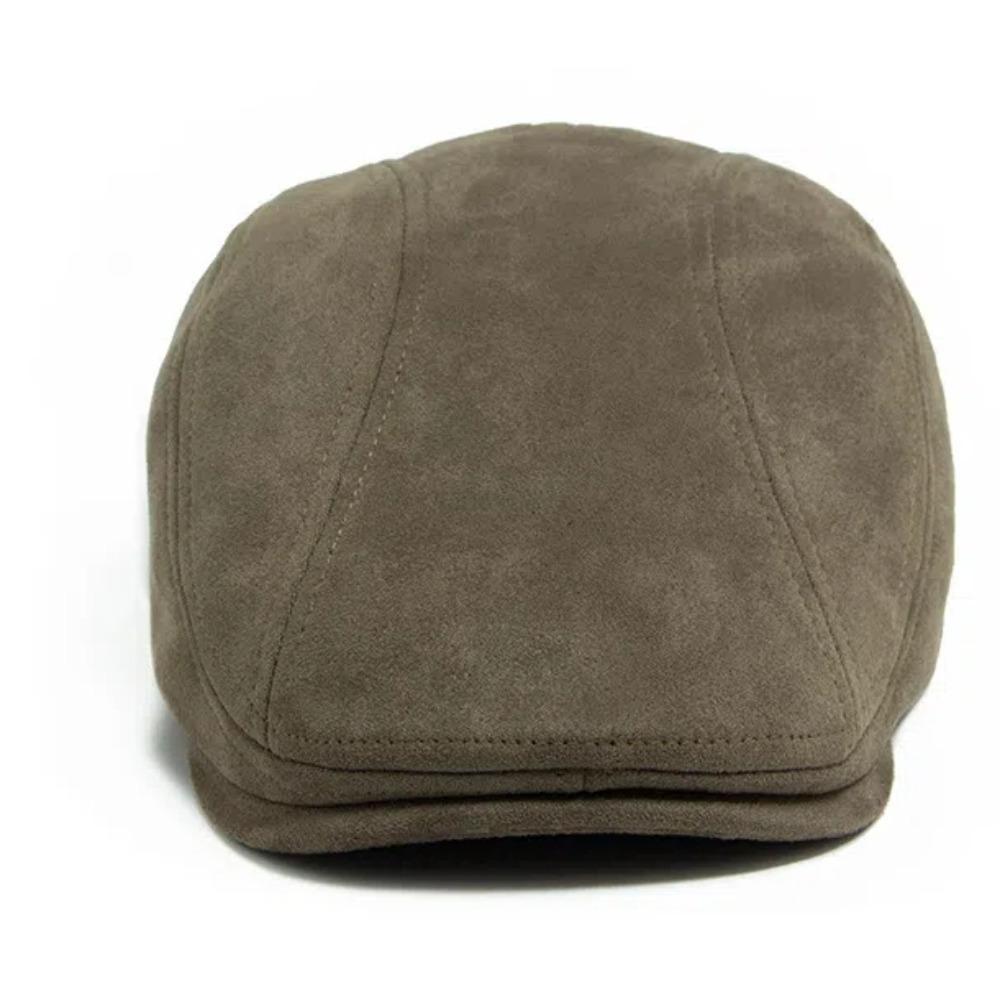 Short Brim Winter Beret Cap Smooth Women Artist Hat Curved Brimmed Hat Suede Painter Cap  Women