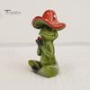 Lustige Schreibtischdekorationen Yoga-Pilz Frosch Figur, Kreative Harzstatue, Niedliche Sitzende Dekoration Grünes Ornament für Zuhause Büro Regal Tischplatte Dekoration