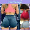 Shorts de Yoga de Cintura Alta Com Design Franzido Push Up Para Treinos na Academia**