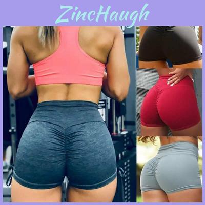 High Waist Yoga Shorts With Push Up Ruched Design For Gym Workouts**