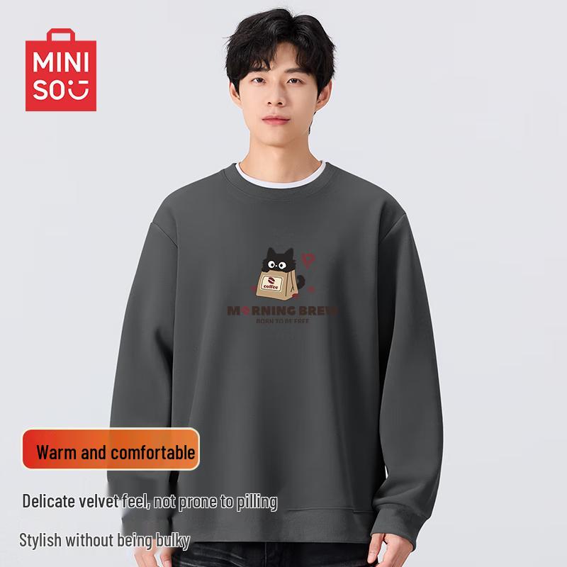 

MINISO Men s American Retro Fleece Pullover Hoodie M (170cm)