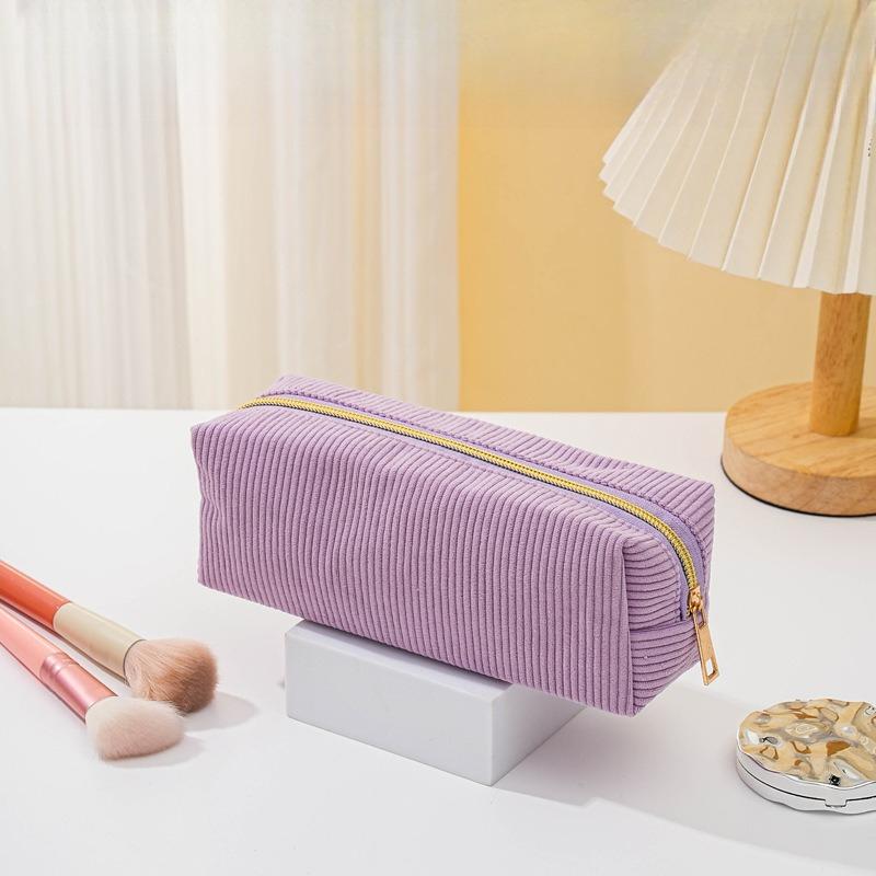 Reusable Corduory Women's Cosmetic Zipper Bags Women Kids Travel Makeup Case Accessories Student Pencil Case Pouch