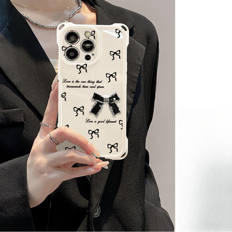 

Suitable for Apple 13 Phone Cases, 15promax Three-dimensional Bow Figurine, 14 Four-corner Lanyards, 13 Soft Silicone Anti-drop iPhone XS Max