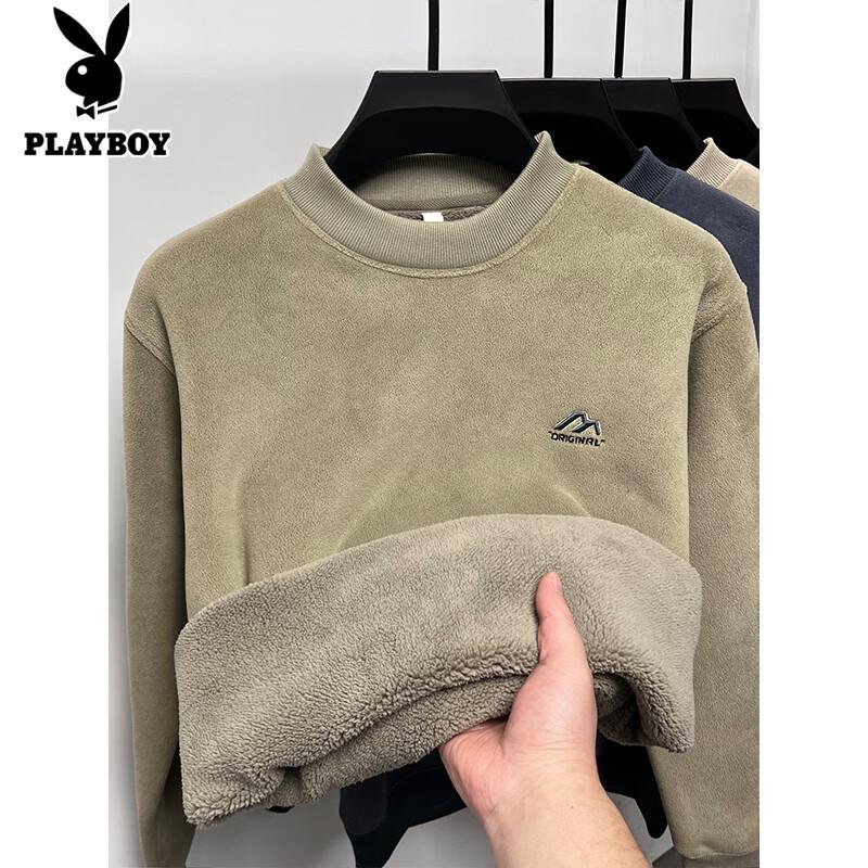PLAYBOY Men s Ultra-Thick Plush Lined Round Neck Sweatshirt 3XL