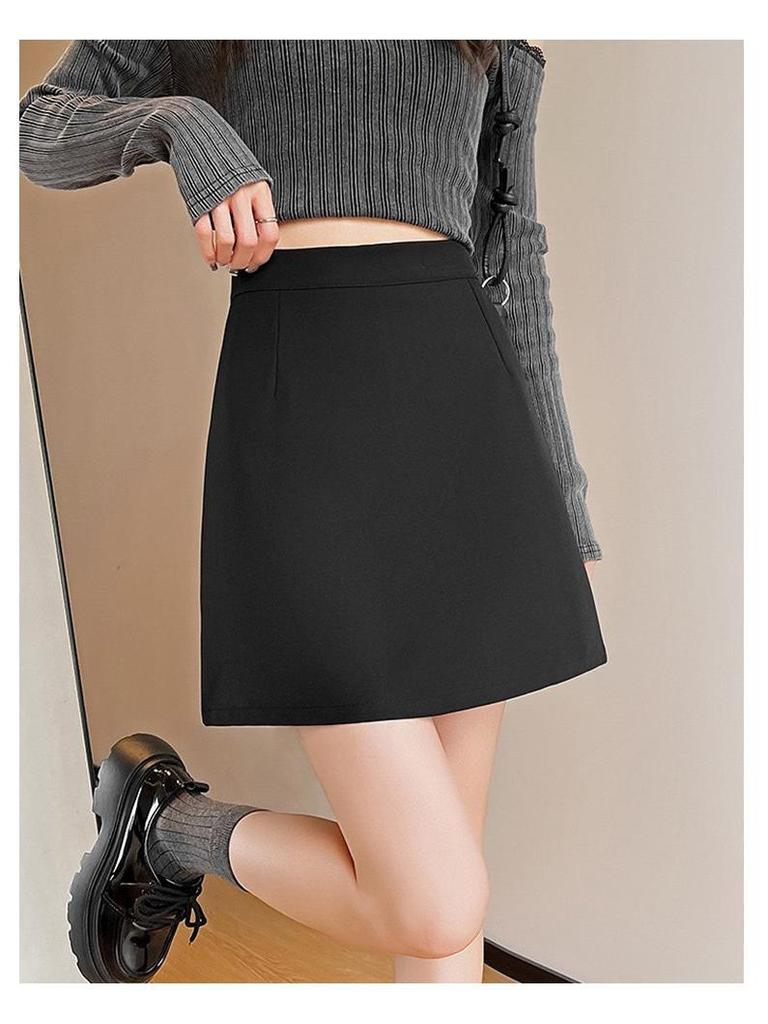 Women's High Waist A-line Short Skirt: Autumn/Winter Velvet, Warm, Anti-Exposure, Slimming Fit