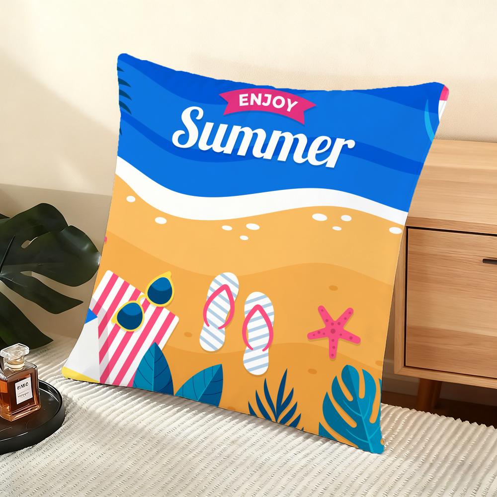Summer Cushion Cover Soft Short Plush Pillow Cover Smooth Cozy Texture Aesthetic Cushion Case Home Decor