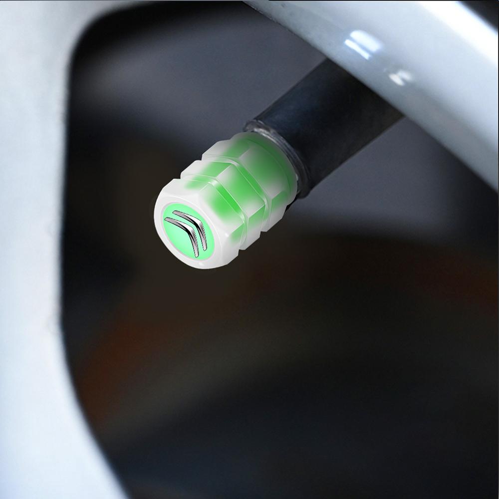 4 Stück Auto Rad Leuchtende Ventilkappen Nachtleuchtend Reifen Dekoration Ventilschaft Abdeckung Zubehör Für Citroen C1 C2 C3 C4 Picasso C4L C5 DS