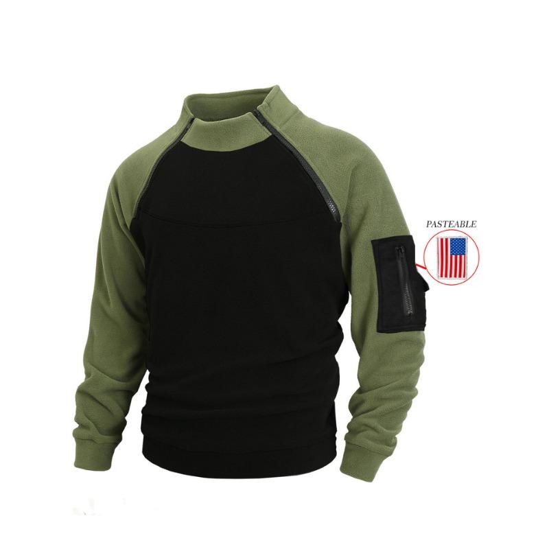 

Новый тонкий пуловер с воротником-стойкой и длинными рукавами, мужская повседневная куртка из кораллового вельвета M зелёный