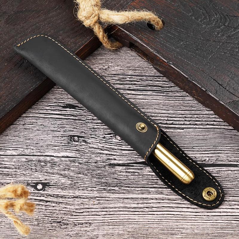 PU Leather Pen Holder Brass Snap Closure Fine Stitching Cute Pencil Storage Pouch for Kids Student School Office Stationery Gifts