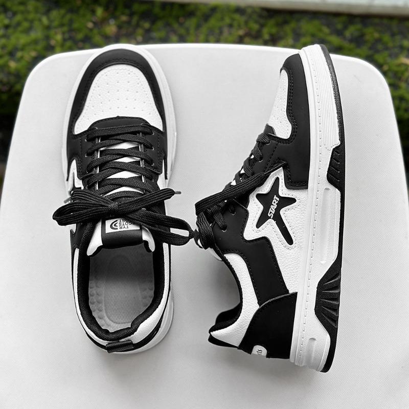 Mens Soft Sole Fashion Versatile Casual Sports Leather Upper Skateboard Shoes
