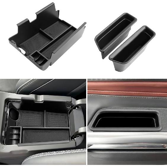 (3pcs) 2024 2025 Mustang Accessories Center Console Organizer/Door Side Storage Box for Ford Mustang, Durable ABS Plastic&Anti-Slip Rubber 2025