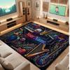 Music Theme Soft Crystal Velvet Rug Custom Name & Text Print Non Slip Floor Rug for Bedroom Living Room