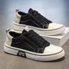 Men's Low-top Canvas Sneakers Casual Lace-up Shoes with Contrast Heel Counter for Daily Wear