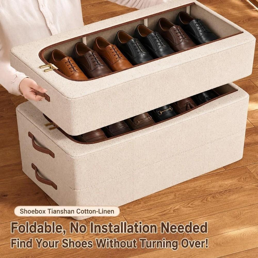 Double Window Design Shoe Storage Box Dustproof Under Bed Storage Box Sports Shoes Storage