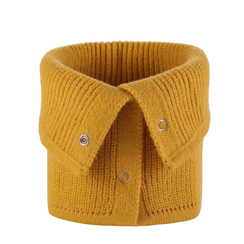 

Autumn and winter new monochrome wool button scarf warm elastic striped cuff scarf button casual neck cover