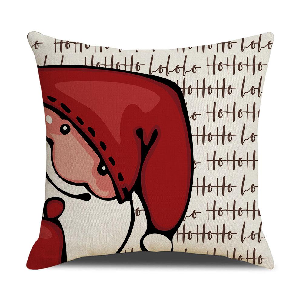 New Cartoon Christmas Linen Pillow Cover Elk Snowman Series Cushion Holiday Home Decoration