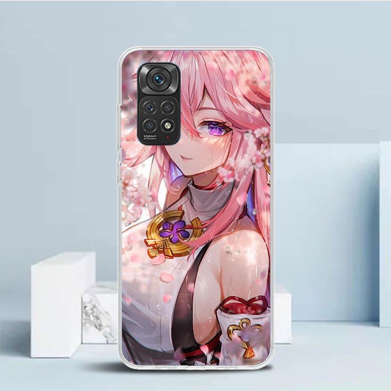 Yae Miko Genshin Impact Phone Case For Xiaomi Redmi Note 15 14 14S 13 12S 12 Pro Plus 11S 11 11T 11E 10S 10 + Soft TPU Back Cove