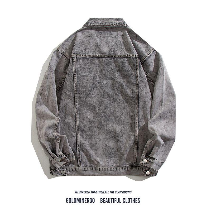 Men's Retro Washed Denim Jacket - 2025 Autumn/Winter Loose Distressed Lapel Workwear