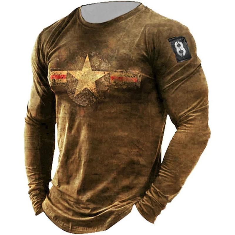 Vintage Men's Imitation Cotton T Shirts Spring Autumn Crew Neck Loose Long Sleeve Casual Top Tees Men Clothing Oversized T Shirt